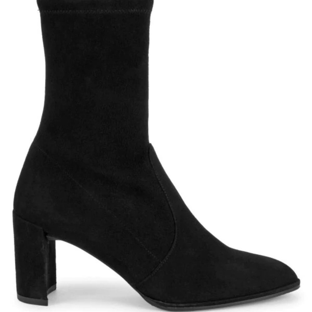 Stuart Weitzman Prancer Suede Sock Booties Pointy… - image 1